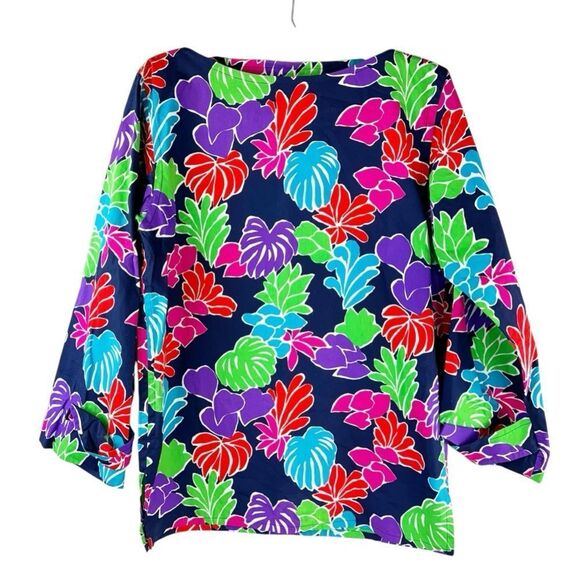 Saint Laurent Rive Gauche Floral Boatneck Relaxed Cotton Top - Picture 1 of 7